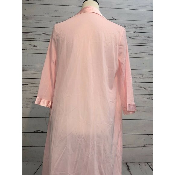 NWT Vanity Fair Long Robe Pink Small Gown USA Tricot All Nylon Vintage Button Up - Picture 10 of 10